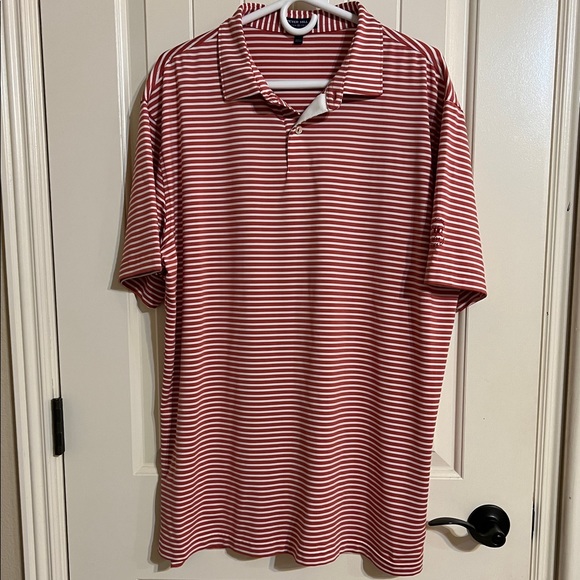 Peter Millar Other - Peter Millar Salmon and White Striped Men’s Polo Size XL GOLF SPRING SUM…
